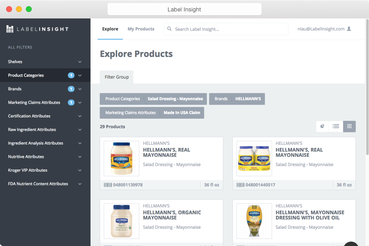 Label Insight Explore Screen